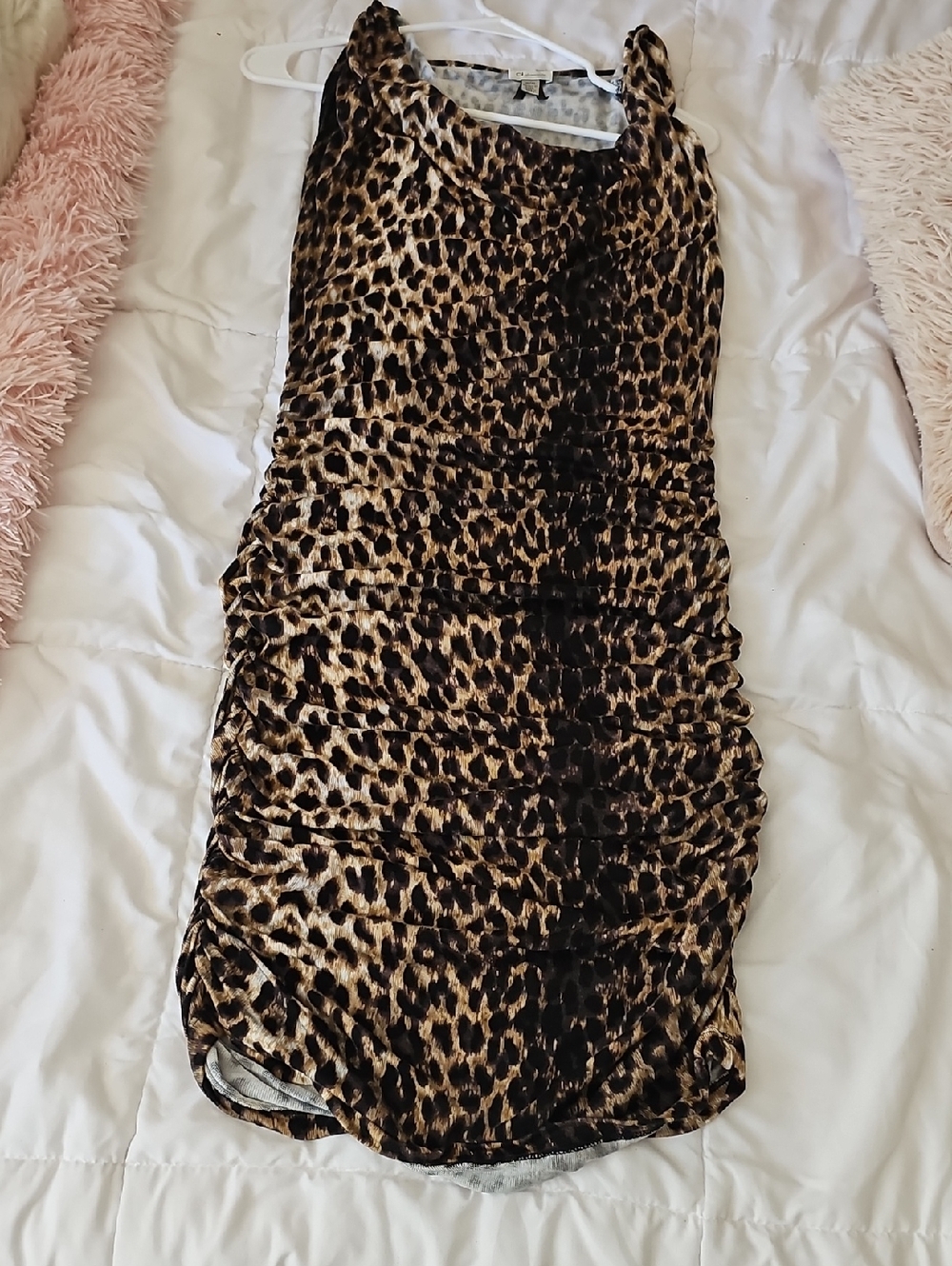 Leopard Print Ruched Bodycon Dress